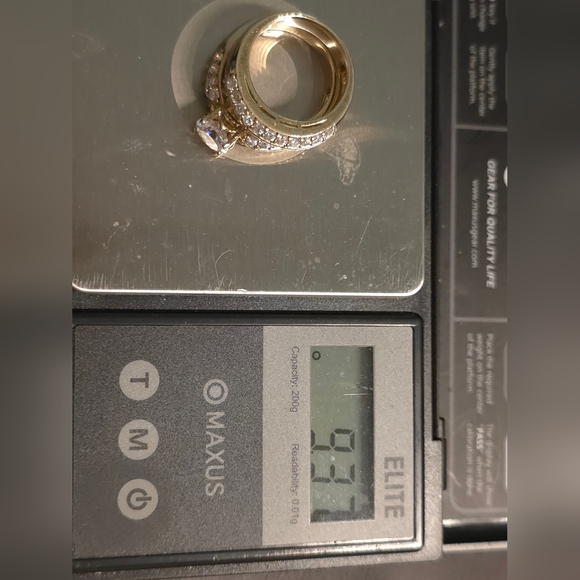 2 CT DIAMOND CZ ENGAGEMENT RING SET SIZE 7 Sterling 925 14K VERMEIL 9.37 GR - Picture 3 of 5